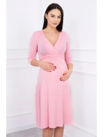 Šaty s průstřihem pod prsy pudrově růžové