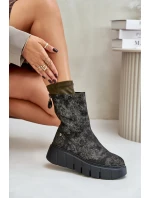 Dámské Kožené Boty Na Masivní Platformě Maciejka 06766-09 Khaki