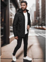 Pánská přechodná bunda s kapucí černá FashionStreet TX4991 Pánská přechodná bunda s kapucí černá FashionStreet TX4991