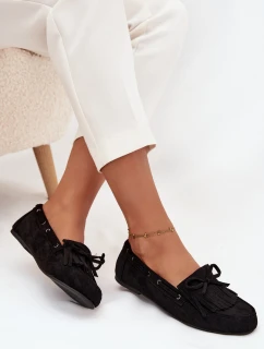 Dámské mokasíny s třásněmi a mašlí Olivianne – černé