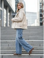 FashionStreet béžová dámská bunda z ovčí kůže ramones TY5245z