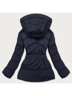 Tmavě modrá dámská prošívaná bunda s opaskem pro přechodné období (23060-1)
