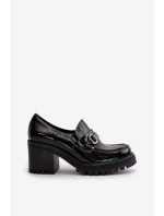 Zazoo 20175 Lakované Polobotky Dámské Na Podpatku Přírodní Kůže Černé