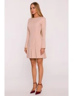 M872 Šaty s obrácenými záhyby - béžové M872 Šaty s obrácenými záhyby - béžové