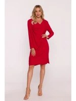 S428 Šaty s výstřihem - červené