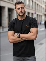 Pánské bavlněné tričko s minimalistickým potiskem černé FashionStreet NX0156R