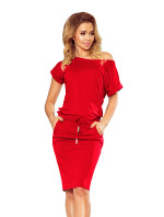 Červené dámské sportovní šaty s krátkými rukávy model 7213737