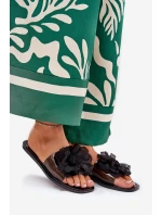 Průhledné Ploché Pantofle Dámské Se Umělou Květinou Černé Vobetta