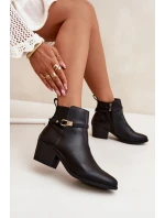 Dámské Boty Na Zip S Páskem A Zlatým Detailem Černé Zelinae Dámské Boty Na Zip S Páskem A Zlatým Detailem Černé Zelinae