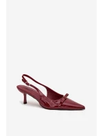 Lakované lodičky na podpatku s mašličkou bordó Olvena Lakované lodičky na podpatku s mašličkou bordó Olvena
