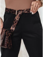 Dámské kalhoty LEOCINCIN v jedné velikosti s páskem černé FashionStreet UY2260