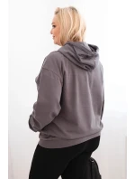 Dámská mikina s kapucí a klokaní kapsou Plus Size z bavlny grafitová Dámská mikina s kapucí a klokaní kapsou Plus Size z bavlny grafitová