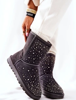 Zateplené sněhule s kamínky Šedá Mariella