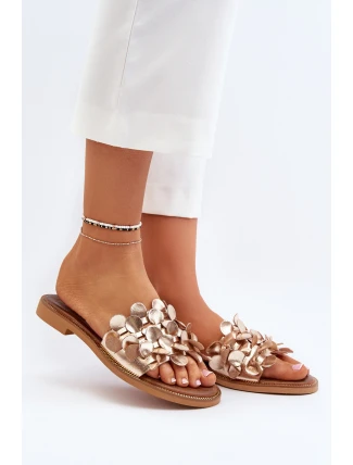 Zazoo 40381 Dámské Kožené Žabky Na Ploché Podrážce Zlaté