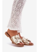 Pantofle S Dekorací Z Pravidelné Kůže Zazoo 3667 Zlaté