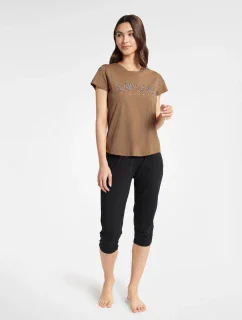 Boutique Pyžamo 40615-88X Karamelová a černá - Henderson Ladies