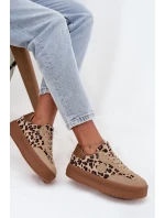 Dámské tenisky na platformě s leopardím vzorem Big Star – béžové