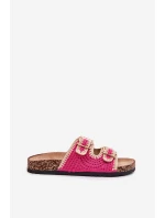 Háčkované Dámské Pantofle Se Zlatými Přezkami Fuchsie Fenira