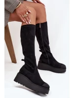 Dámské Kozáky Před Kolena Na Platformě A Klínu Černé Vinceza 58342