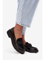 Dámské lakované mokasíny s korálky S.Barski HY52-541 Černé Dámské lakované mokasíny s korálky S.Barski HY52-541 Černé