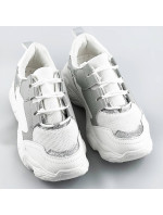Bílo-šedé dámské šněrovací tenisky "sneakers" (172)