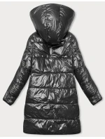 Černo-ecru hrubší oboustranná dámská zimní bunda (V768g)