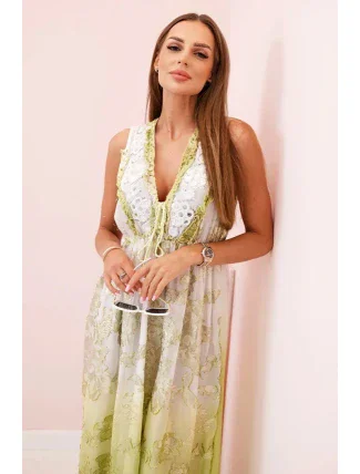 Dámské viskózové šaty s výšivkou oliva Dámské viskózové šaty s výšivkou oliva