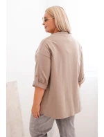 Dámská blůza Plus Size s bavlnou volného střihu s vodním výstřihem fango