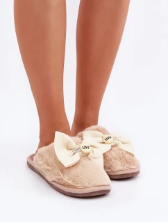 Dámské Pantofle S Kožešinou A Mašlí Béžové Olfedi