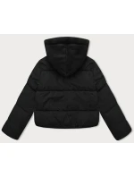 Černá krátká dámská zimní bunda s teplákovou kapucí J Style (16M9187-392)
