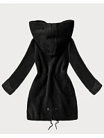 Vlněná bunda z alpaky s kapucí černá (W214#)