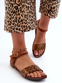 Zazoo 40027 Ploché Kožené Dámské Sandály Měděné