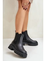 Kožené kotníčkové boty OO274A386 černé - Big Star