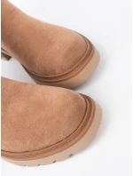 Stylové Karmelowy  kotníčkové boty dámské na plochém podpatku