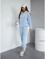 Světle modrý dámský velurový teplákový komplet s lampasy (508)