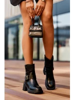 Ocieplane kožené botky s klíčem černé Osonia