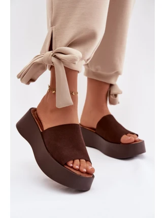 Ženské platformové nazouváky Čokoládové Liorisse