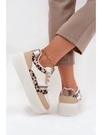 Dámské tenisky na platformě Big Star – panterka bílo-béžové