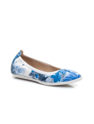 Originální modré dámské baleríny s květy Originální modré dámské baleríny s květy