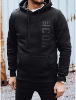 Pánská zateplená mikina s potiskem černá FashionStreet BX5917