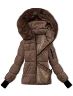 Dámská zimní bunda v kakaové barvě s odepínací kapucí S'west (B8303-48) Dámská zimní bunda v kakaové barvě s odepínací kapucí S'west (B8303-48)
