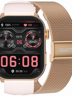 Dámské chytré hodinky GRAVITY GT28-6 Řemínek + náramek Rose Gold Pink