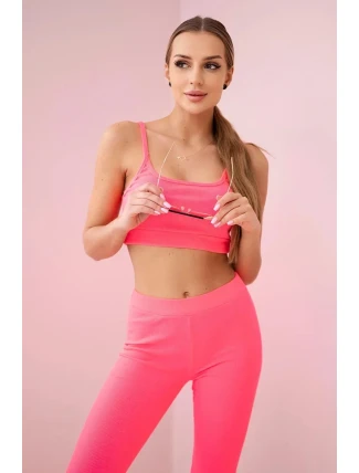 Sada s halenkou top žebrovaný růžová neonová Sada s halenkou top žebrovaný růžová neonová