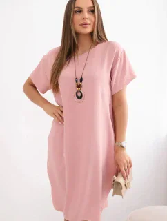 Šaty s kapsami a přívěskem tmavě pudrově růžová