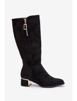 Dámské kozačky na podpatku s eko zamsy černé Lyvienne Dámské kozačky na podpatku s eko zamsy černé Lyvienne