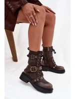 Dámské zateplené workery s přezkami Marisse – hnědé