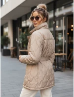 Dámská přechodná bunda s páskem béžová FashionStreet TY5589