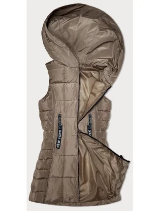 Tmavě béžová dámská vesta s kapucí S'West (B8225-12) Tmavě béžová dámská vesta s kapucí S'West (B8225-12)