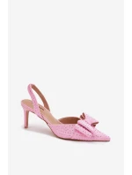 Zdobené lodičky s odhaleným patem a mašlí růžové Nilandriela