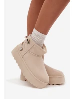 Dámské sněhule na platformě s přezkami světle béžové Maelle